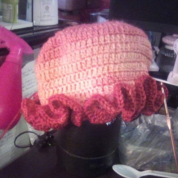 Handmade Crochet Ruffle Hat - Picture 2 of 3